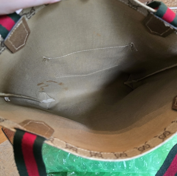 GUCCI Authentic Web Sherry Line GG Shoulder Tote Bag PVC Leather Monogram - Picture 16 of 16